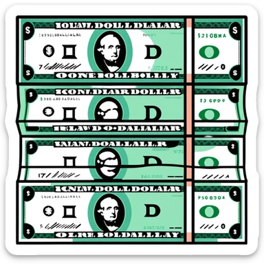 three dollar bills sticker