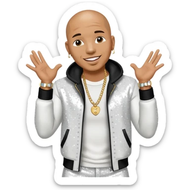 Pitbull, Rapper with white sequin outfit sticker