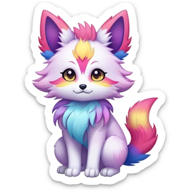 Kawaii colorful ethereal anthro fursona Fakemon sticker