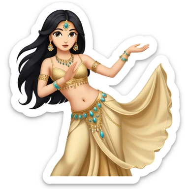 Belly dancer with black long hair sticker