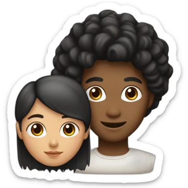 Femme cheveux noir se marie avec un homme avec cheveux marron sticker