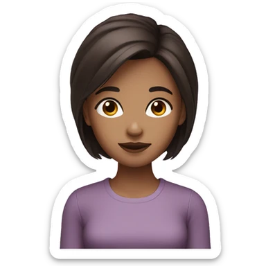 Girl with dark brown short hair and dark chocolate eyes  sticker