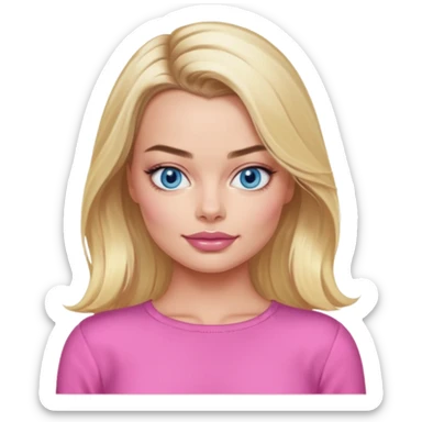 Maggot Robbie with blue eyes, long blonde hair, pink outfit sticker