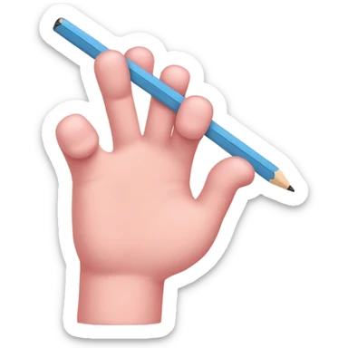 A hand with thumb and little (pinky) finger extended, making a traditional phone-like shape writing with pencil  sticker