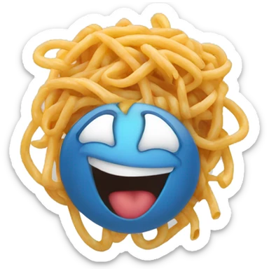 laughing emoji with spaghetti coming out of its nose sticker