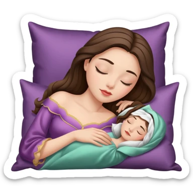 sleeping beauty brunette white girl with a silk pillow sticker