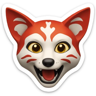 Red Kitsune mask, shocked amazed face sticker