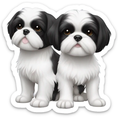 Two black and white shitz tzu puppies  sticker