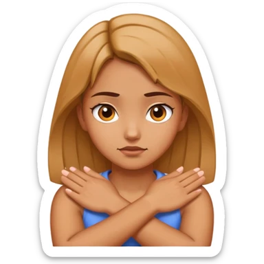 Girl hands crossed around neck mad sticker