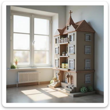 realistic apartment rent icon, modern apartment building, key and rent sign, natural lighting sticker