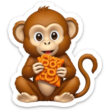 Monkey eating Cheetos sticker