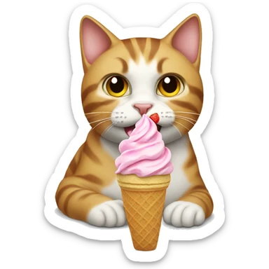 cat eating ice cream sticker