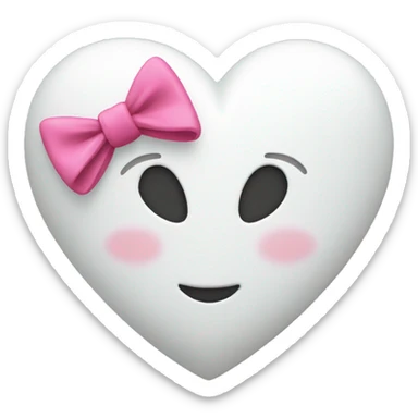 white heart with pink bow sticker