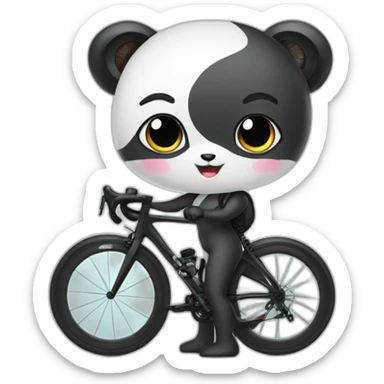 Cute Panda girl with carbon road bike sticker
