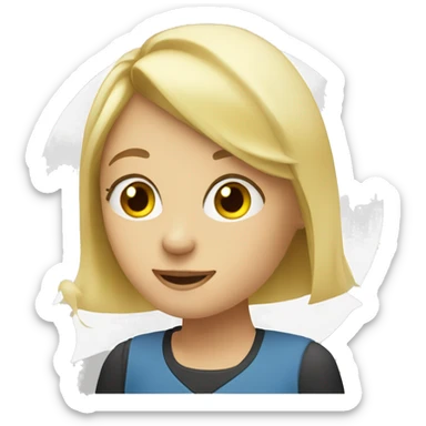 Blonde girl with a speech bubble sticker