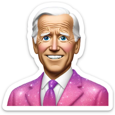 Pink ombre Joe Biden statue with glitter sticker