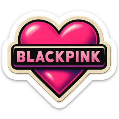 BLACKPINK-inspired object, black and pink colors, nostalgic playful sticker look, retro stickers style sticker