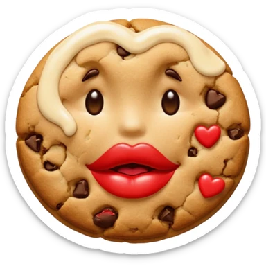 A cookie giving a kiss sticker