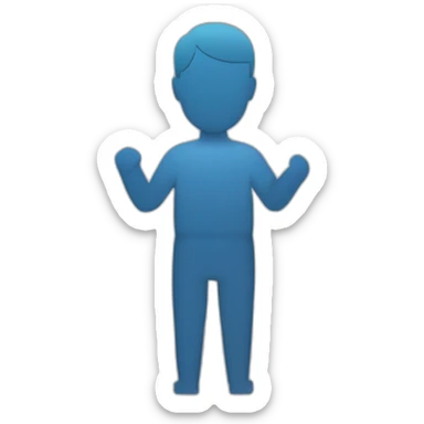 persona de cuerpo entero, de perfil, con su brazo derecho extendido en angulo de 70 grados y la palma extendida mirando hacia abajo. sticker