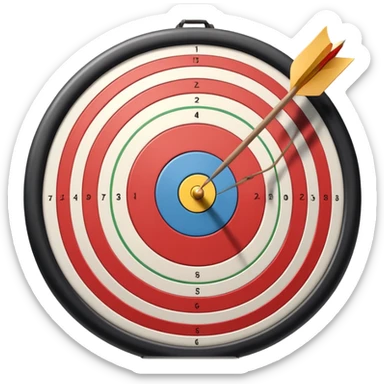 A close-up of a bowstring pulled taut with an arrow aimed at a target. The target's concentric rings are visible in the background, highlighting the focus and precision required for archery. The scene captures the grace and concentration of the sport. sticker