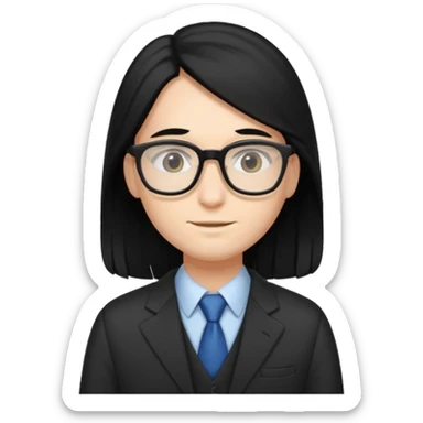 accountant with black long hair sticker