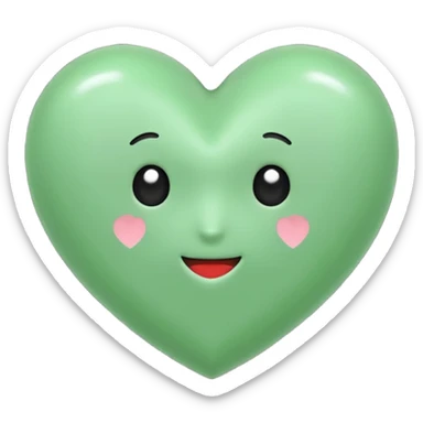 Un corazón de color verde en una tonalidad claridad sin ninguna decoración, solo el corazón  sticker