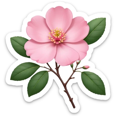 camélia pink with branch  sticker