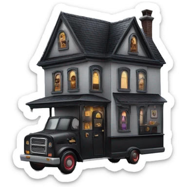 Wednesday Addams haunted dream house and food truck  sticker