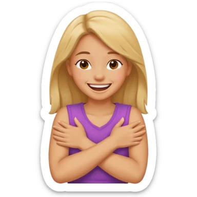 Arms crossed holding neck laughing girl sticker