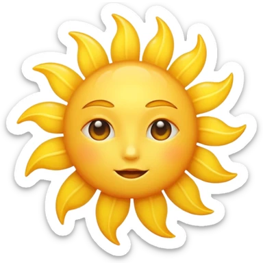 no facial features (no eyes, no mouth, no nose),a yellow sun, bright and shining sticker