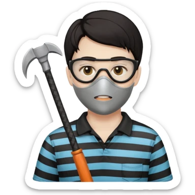 Thief with mask,crowbar and striped shirt sticker
