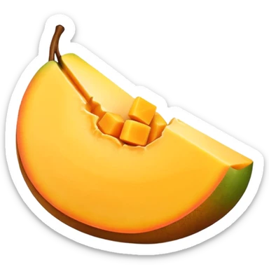 single sliced mango with cube-cut surface, minimal and flat design, bright yellow-orange, no face, no eyes, no mouth, not a character, isolated, no background elements, white background, not multiple mango cubes sticker