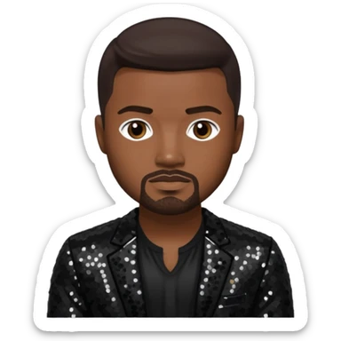 Ray J with dark brown hair, black sequin outfit sticker
