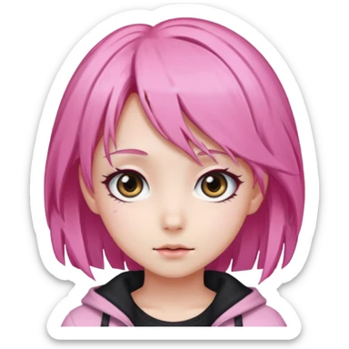 Pink anime sticker