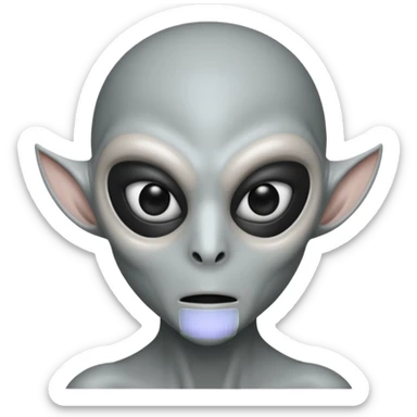 an gray alien wearing half face mask sticker