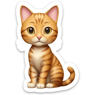 A 3D cartoon golden tabby Bengal cat with realistic striped pattern, warm lighting, natural depth, Memoji-style cinematic detail. full body or half body. sticker