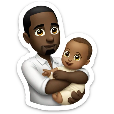 P diddy holding a baby sticker