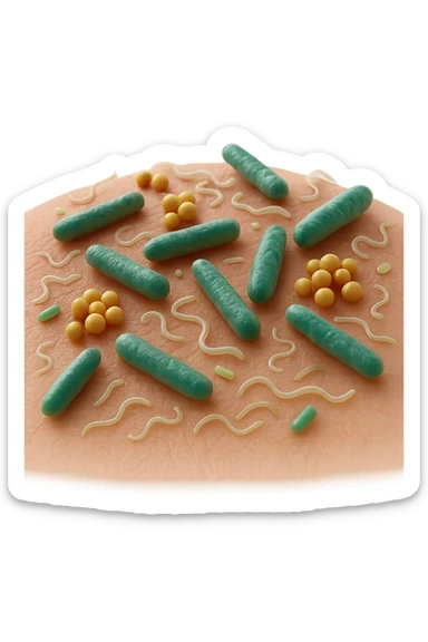 microbiota cutaneo in 3d  sticker