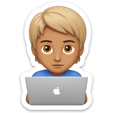 persona con una laptop, trabajando sola sticker