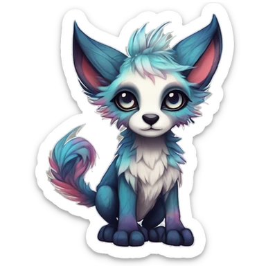 cute Kawaii edgy fantasy animal fursona Fionbri creature by griffsnuff & LiLaiRa & Falvie with exotic colors full body sticker
