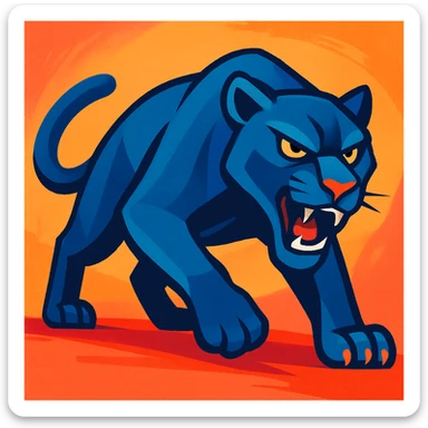 sleek blue panther, modern illustration, vibrant toon style, dynamic and bold sticker