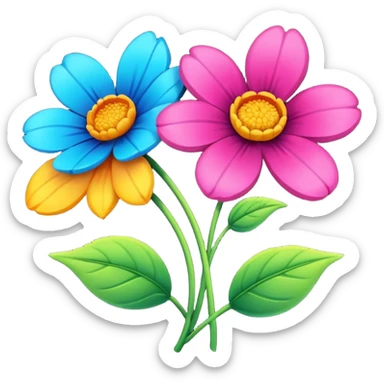  2 tane renkli çicek  sticker