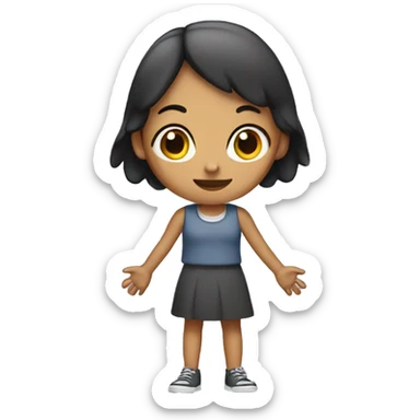 a girl with 3 arms 5 legs 8 heads sticker