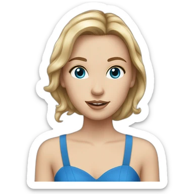 realistic white girl in a blue dress shopping sticker