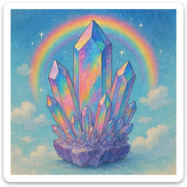 rainbow aura quartz crystal sticker