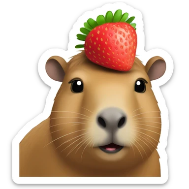 capybara with strawberry on head sticker