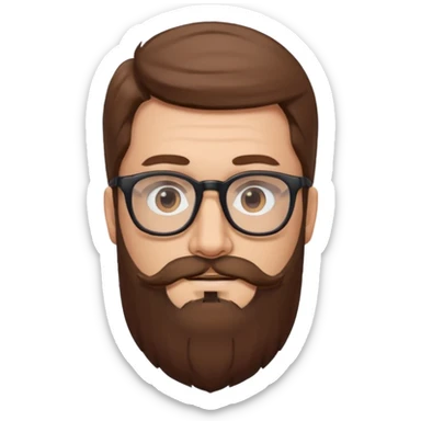 HOMME CHEVEUX BRUN LONGUE BARBE LUNETTE sticker