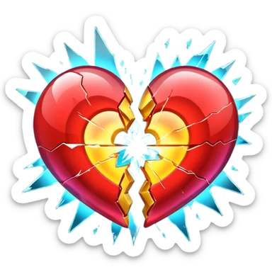 Two hearts colliding, energy burst at impact sticker