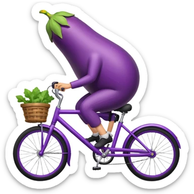 Eggplant on bicycle  sticker