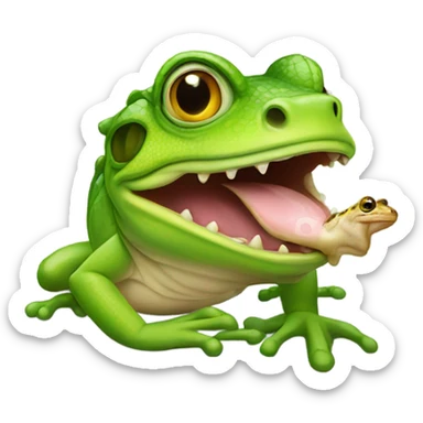 Lizard kissing a frog sticker